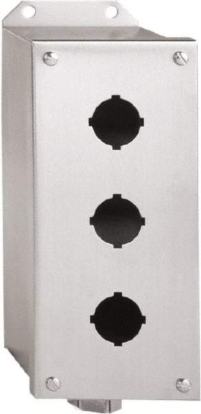 Schneider Electric - 3 Hole, 30mm Hole Diameter, Stainless Steel Pushbutton Switch Enclosure - 1, 3, 4, 12, 4X NEMA Rated - Americas Tooling