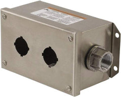 Schneider Electric - 2 Hole, 30mm Hole Diameter, Stainless Steel Pushbutton Switch Enclosure - 1, 3, 4, 12, 4X NEMA Rated - Americas Tooling