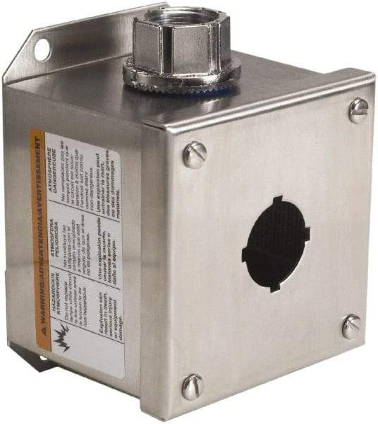 Schneider Electric - 1 Hole, 30mm Hole Diameter, Stainless Steel Pushbutton Switch Enclosure - 1, 3, 4, 12, 4X NEMA Rated - Americas Tooling