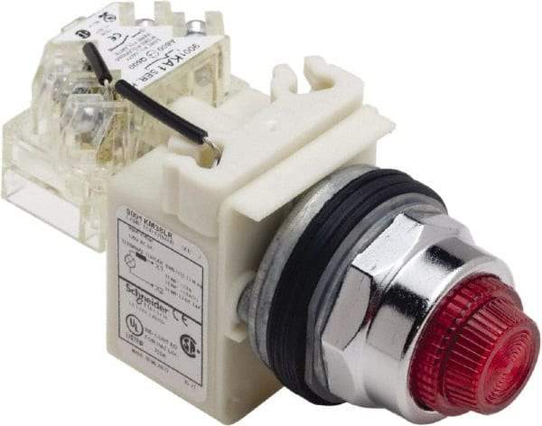 Schneider Electric - 120 V Red Lens LED Press-to-Test Indicating Light - Octagonal Lens, Screw Clamp Connector - Americas Tooling