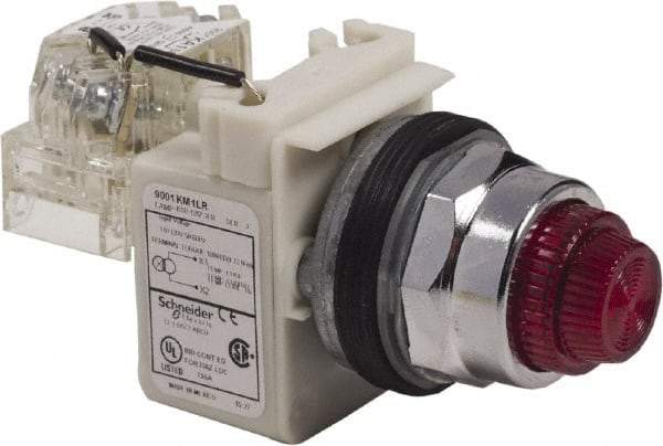 Schneider Electric - 120 VAC Red Lens LED Pilot Light - Round Lens, Screw Clamp Connector - Americas Tooling