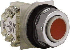 Schneider Electric - 30mm Mount Hole, Extended Straight, Pushbutton Switch with Contact Block - Red Pushbutton, Momentary (MO) - Americas Tooling