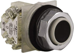 Schneider Electric - 30mm Mount Hole, Extended Straight, Pushbutton Switch with Contact Block - Black Pushbutton, Momentary (MO) - Americas Tooling