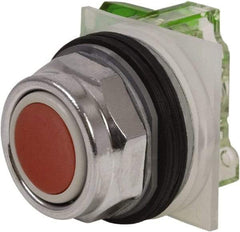 Schneider Electric - 30mm Mount Hole, Extended Straight, Pushbutton Switch with Contact Block - Red Pushbutton, Momentary (MO) - Americas Tooling