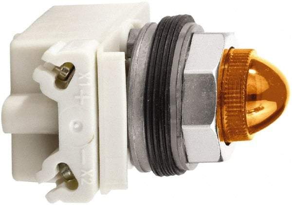 Schneider Electric - 120 V Amber Lens Incandescent Pilot Light - Round Lens, Screw Clamp Connector - Americas Tooling