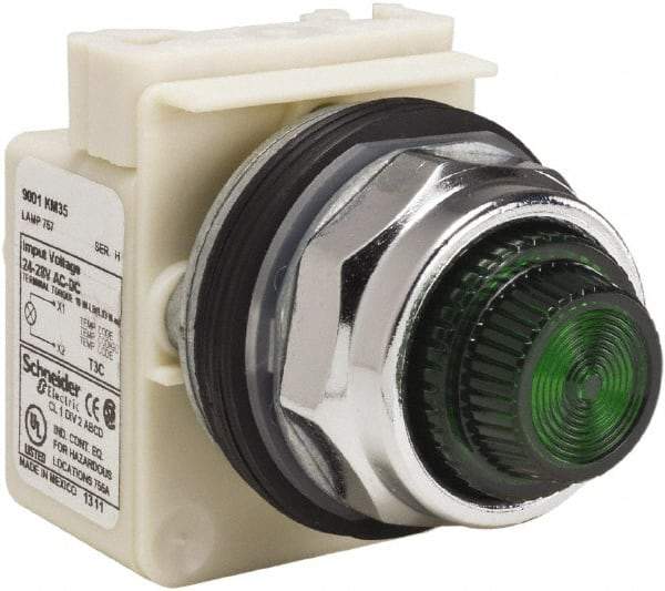 Schneider Electric - 28 V Green Lens Indicating Light - Screw Clamp Connector - Americas Tooling