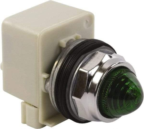 Schneider Electric - 120 V Green Lens Incandescent Pilot Light - Round Lens, Screw Clamp Connector - Americas Tooling