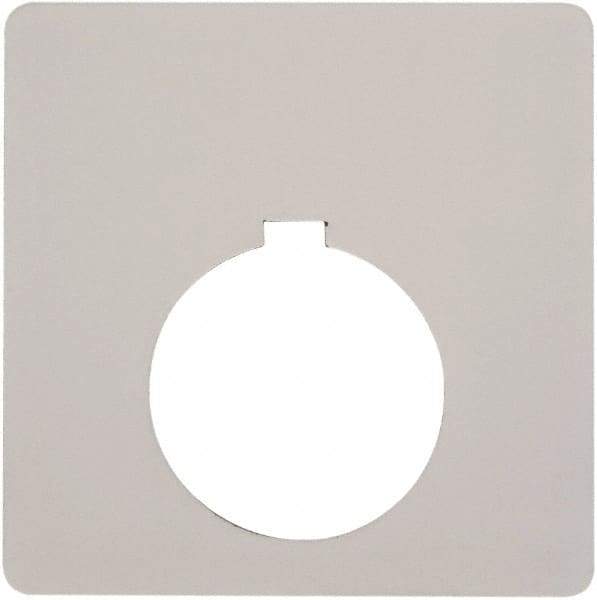 Schneider Electric - Square, Plastic Legend Plate - Blank - White Background, Black Letters, 1.2 Inch Hole Diameter, 2-1/2 Inch Square - Americas Tooling