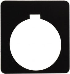 Schneider Electric - Square, Plastic Legend Plate - Blank - Black Background, White Letters, 1.2 Inch Hole Diameter, 1-3/4 Inch Square - Americas Tooling