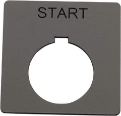 Schneider Electric - Square, Plastic Legend Plate - Start - Silver Background, Black Letters, 1.2 Inch Hole Diameter, 2-1/4 Inch Square - Americas Tooling