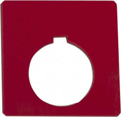 Schneider Electric - Square, Plastic Legend Plate - Blank - Red Background, Black Letters, 1.2 Inch Hole Diameter, 2-1/4 Inch Square - Americas Tooling