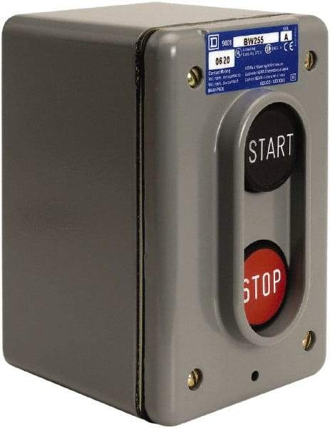 Schneider Electric - 2 Operator, Projecting Pushbutton Control Station - Start, Stop (Legend), Maintained Switch, 2NO Contact, NEMA 4 - Americas Tooling