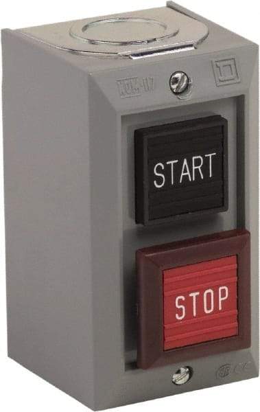 Schneider Electric - 2 Operator, Projecting Pushbutton Control Station - Start, Stop (Legend), Momentary Switch, NO/NC Contact, NEMA 1 - Americas Tooling