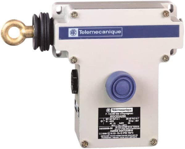 Telemecanique Sensors - 10 Amp, NO/NC Configuration, Left Hand Operation, Rope Operated Limit Switch - Pushbutton Reset, Rope Pull, No Pilot Light, 300 VAC - Americas Tooling