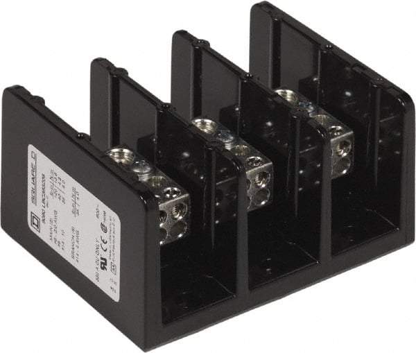 Square D - 3 Poles, 350 (Copper) Amp, Phenolic Power Distribution Block - 600 VAC, 2 Primary Connection - Americas Tooling