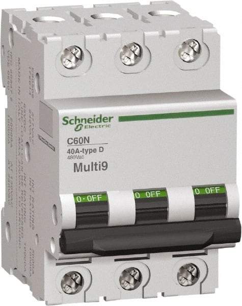 Schneider Electric - 2 Amp, 3 Pole, DIN Rail Mount Standard Circuit Breaker - Multiple Breaking Capacity Ratings, 14-4 (Copper) AWG, 3 Inch Deep x 3.19 Inch High x 2.13 Inch Wide - Americas Tooling