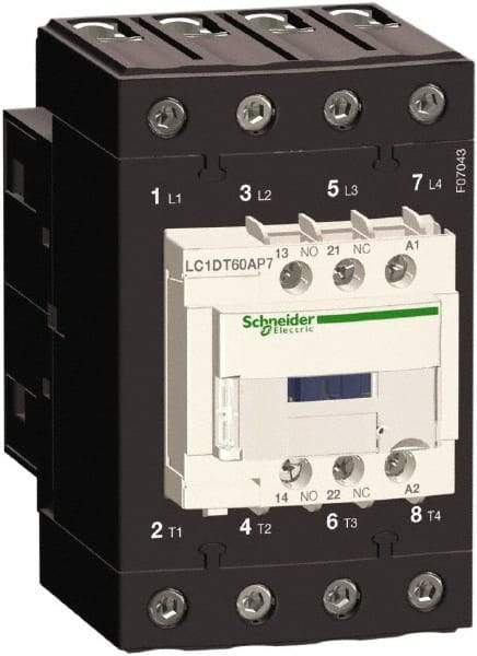 Schneider Electric - 4 Pole, 120 Coil VAC at 50/60 Hz, 60 Amp at 440 VAC, Nonreversible IEC Contactor - Bureau Veritas, CCC, CSA, CSA C22.2 No. 14, DNV, EN/IEC 60947-4-1, EN/IEC 60947-5-1, GL, GOST, LROS, RINA, UL 508, UL Listed - Americas Tooling