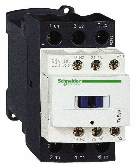 Schneider Electric - 3 Pole, 125 Coil VDC, 32 Amp at 440 VAC and 50 Amp at 440 VAC, Nonreversible IEC Contactor - 1 Phase hp: 2 at 115 VAC, 5 at 230/240 VAC, 3 Phase hp: 10 at 230/240 VAC, 20 at 460/480 VAC, 30 at 575/600 VAC, 7.5 at 200/208 VAC - Americas Tooling