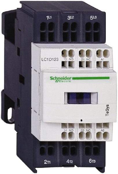 Schneider Electric - 3 Pole, 120 Coil VAC at 50/60 Hz, 18 Amp at 440 VAC and 25 Amp at 440 VAC, Nonreversible IEC Contactor - 1 Phase hp: 1 at 115 VAC, 3 at 230/240 VAC, 3 Phase hp: 10 at 460/480 VAC, 15 at 575/600 VAC, 5 at 200/208 VAC, 5 at 230/240 VAC - Americas Tooling