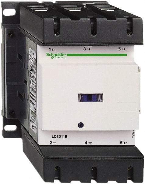 Schneider Electric - 3 Pole, 110 Coil VAC at 50/60 Hz, 150 Amp at 440 VAC, Nonreversible IEC Contactor - Bureau Veritas, CCC, CSA, CSA C22.2 No. 14, DNV, EN/IEC 60947-4-1, EN/IEC 60947-5-1, GL, GOST, LROS, RINA, RoHS Compliant, UL 508, UL Listed - Americas Tooling