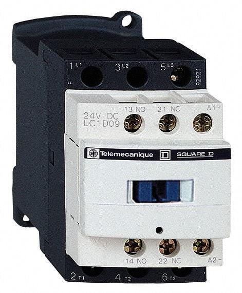 Schneider Electric - 3 Pole, 480 Coil VAC at 50/60 Hz, 25 Amp at 440 VAC and 9 Amp at 440 VAC, Nonreversible IEC Contactor - 1 Phase hp: 0.5 at 115 VAC, 1 at 230/240 VAC, 3 Phase hp: 2 at 200/208 VAC, 2 at 230/240 VAC, 5 at 460/480 VAC, 7.5 at 575/600 VAC - Americas Tooling