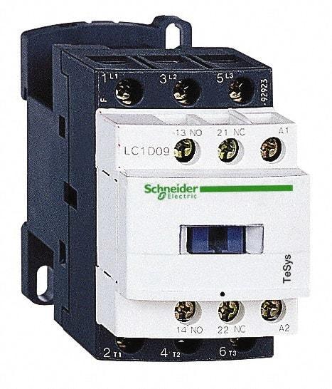 Schneider Electric - 3 Pole, 48 Coil VAC at 50/60 Hz, 25 Amp at 440 VAC and 9 Amp at 440 VAC, Nonreversible IEC Contactor - 1 Phase hp: 0.5 at 115 VAC, 1 at 230/240 VAC, 3 Phase hp: 2 at 200/208 VAC, 2 at 230/240 VAC, 5 at 460/480 VAC, 7.5 at 575/600 VAC - Americas Tooling