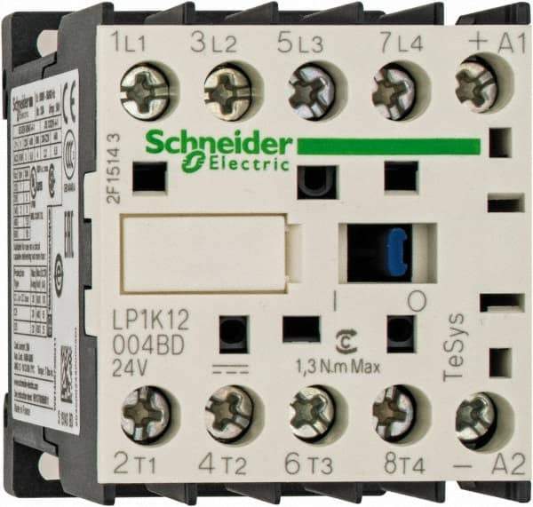 Schneider Electric - 4 Pole, 24 Coil VDC, 16 Amp at 690 VAC and 20 Amp at 440 VAC, Nonreversible IEC Contactor - BS 5424, CSA, IEC 60947, NF C 63-110, RoHS Compliant, UL Listed, VDE 0660 - Americas Tooling