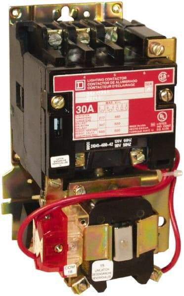 Square D - No Enclosure, 3 Pole, Mechanically Held Lighting Contactor - 30 A (Tungsten), 277 VAC at 60 Hz - Americas Tooling