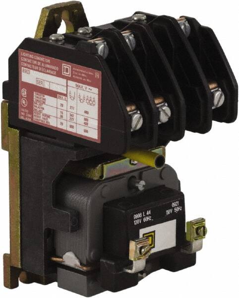 Square D - No Enclosure, 3 Pole, Electrically Held Lighting Contactor - 20 A (Tungsten), 30 A (Fluorescent), 24 VAC at 60 Hz, 3NO Contact Configuration - Americas Tooling