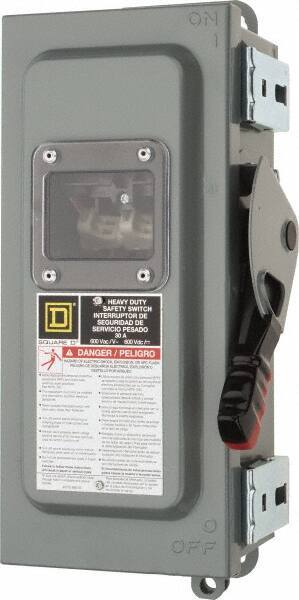Square D - 30 Amp, 600 VAC/VDC, 3 Pole Nonfused Safety Switch - NEMA 12 & 3R, 10 hp at 600 VAC (Single Phase), 30 hp at 600 VAC (Triple Phase) - Americas Tooling