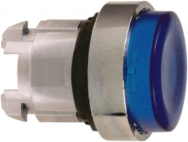 Schneider Electric - 22mm Mount Hole, Extended Straight, Pushbutton Switch Only - Round, Blue Pushbutton, Illuminated, Maintained (MA) - Americas Tooling