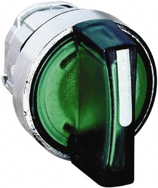 Schneider Electric - 22mm Mount Hole, 3 Position, Handle Operated, Selector Switch - Green, Momentary (MO), Illuminated, Shock, Vibration and Water Resistant - Americas Tooling