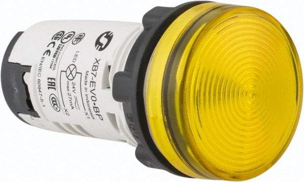 Schneider Electric - 24 V Yellow Lens LED Pilot Light - Round Lens, Screw Clamp Connector, 29mm Wide - Americas Tooling