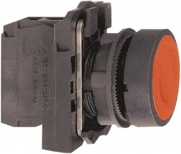 Schneider Electric - 22mm Mount Hole, Flush, Pushbutton Switch with Contact Block - Round, Red Pushbutton, Momentary (MO) - Americas Tooling