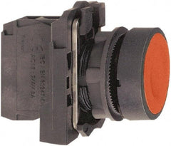 Schneider Electric - 22mm Mount Hole, Flush, Pushbutton Switch with Contact Block - Round, Red Pushbutton, Momentary (MO) - Americas Tooling