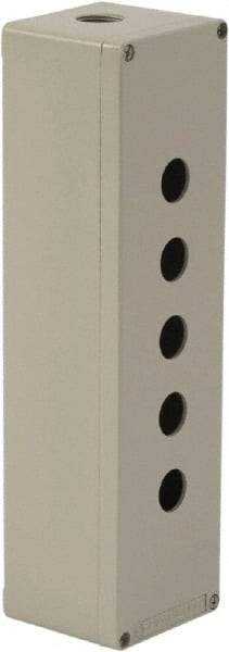 Schneider Electric - 5 Hole, 1.58 Inch Hole Diameter, Aluminum Pushbutton Switch Enclosure - 12.2 Inch High x 3.35 Inch Wide x 3.03 Inch Deep, 4, 13 NEMA Rated - Americas Tooling