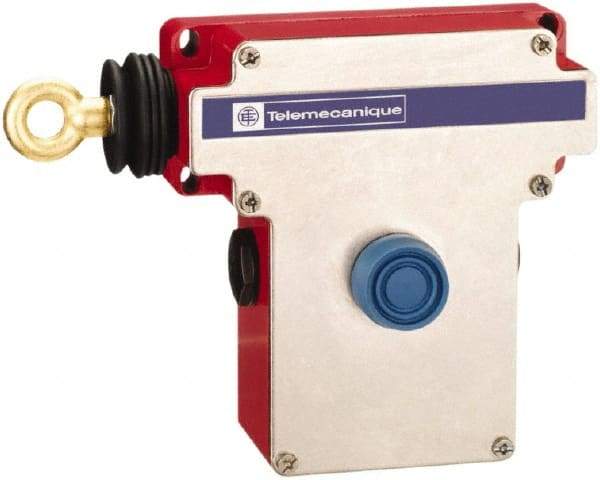 Telemecanique Sensors - 10 Amp, NO/NC Configuration, Left Hand Operation, Rope Operated Limit Switch - Pushbutton Reset, Rope Pull, No Pilot Light, 300 VAC - Americas Tooling