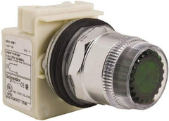 Schneider Electric - 30mm Mount Hole, Extended Straight, Pushbutton Switch Only - Round, Green Pushbutton, Momentary (MO), Weatherproof, Dust and Oil Resistant - Americas Tooling