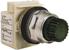 Schneider Electric - 30mm Mount Hole, Extended Straight, Pushbutton Switch Only - Round, Green Pushbutton, Momentary (MO), Weatherproof, Dust and Oil Resistant - Americas Tooling