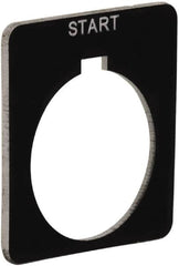 Schneider Electric - Square, Plastic Legend Plate - Start - Black Background, White Letters, 1.2 Inch Hole Diameter, 1-3/4 Inch Square - Americas Tooling