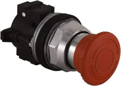 Schneider Electric - Extended Mushroom Head Pushbutton Switch Emergency Stop - Red, Round Button - Americas Tooling