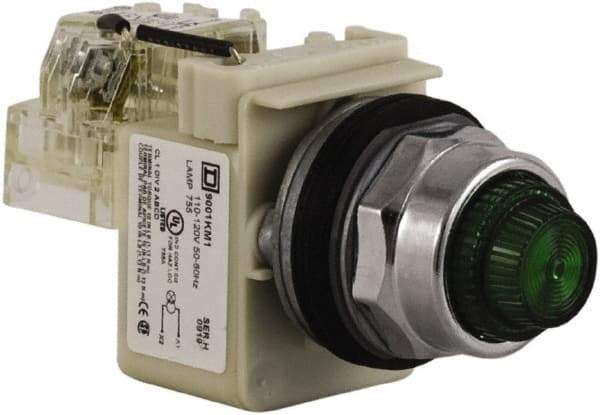 Schneider Electric - 120 VAC Green Lens Indicating Light - Screw Clamp Connector - Americas Tooling