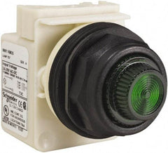 Schneider Electric - 24 V, 28 V Green Lens Indicating Light - Round Lens, Screw Clamp Connector, Corrosion Resistant, Dust Resistant, Oil Resistant - Americas Tooling