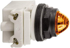 Schneider Electric - 120 VAC White Lens LED Pilot Light - Round Lens, Screw Clamp Connector, 54mm OAL x 42mm Wide, Vibration Resistant - Americas Tooling