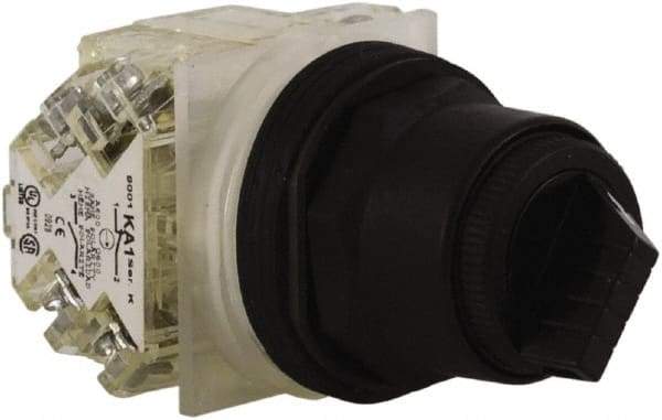 Schneider Electric - 30mm Mount Hole, 2 Position, Knob and Pushbutton Operated, Selector Switch - Black, Maintained (MA), Anticorrosive, Weatherproof, Dust and Oil Resistant - Americas Tooling