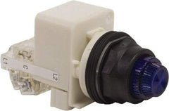 Schneider Electric - 120 V Blue Lens LED Pilot Light - Round Lens, Screw Clamp Connector, 54mm OAL x 42mm Wide, Vibration Resistant - Americas Tooling