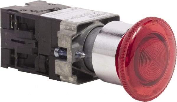 Schneider Electric - 22mm Mount Hole, Extended Mushroom Head, Pushbutton Switch Only - Round, Red Pushbutton, Maintained (MA), Momentary (MO), On-Off-On - Americas Tooling