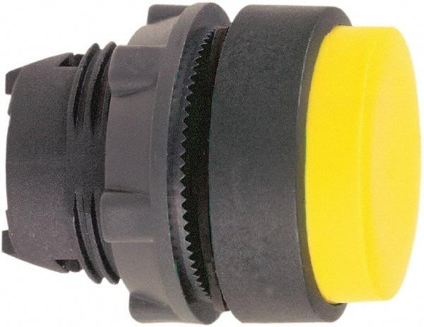 Schneider Electric - 22mm Mount Hole, Extended Straight, Pushbutton Switch Only - Round, Yellow Pushbutton, Nonilluminated, Momentary (MO) - Americas Tooling