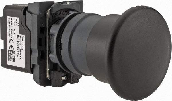 Schneider Electric - Extended Mushroom Head Pushbutton Switch Transmitter - Black, Round Button, Nonilluminated - Americas Tooling