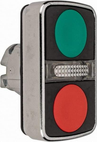 Schneider Electric - 22mm Mount Hole, Flush, Pushbutton Switch Only - Rectangle, Green and Red Pushbutton, Illuminated, Momentary (MO), On-Off, Shock and Vibration Resistant - Americas Tooling